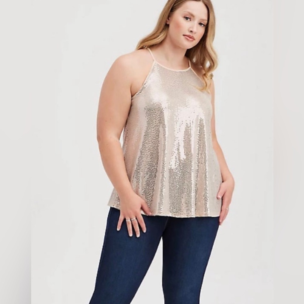 Gold Champagne sequin halter top